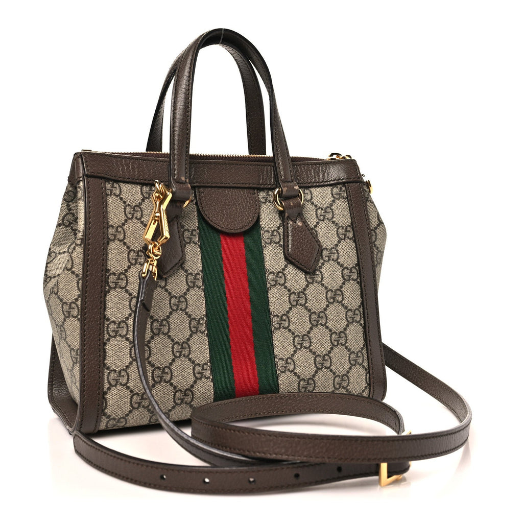 GG Supreme Monogram Small Ophidia Tote Bag Brown wholesalehk.shop