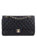 Lambskin Quilted Medium Double Flap Black wholesalehk.shop