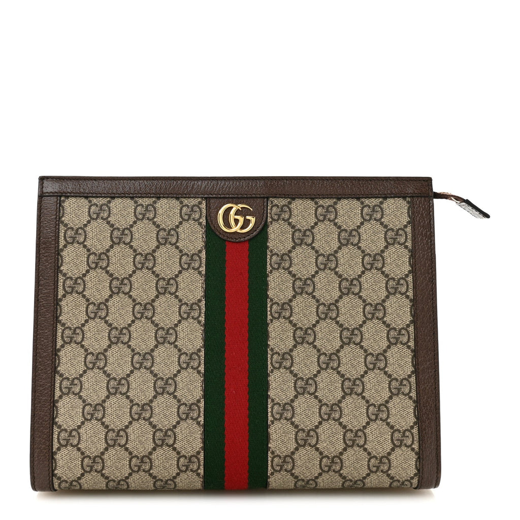 GG Supreme Monogram Web Ophidia Pouch Brown wholesalehk.shop
