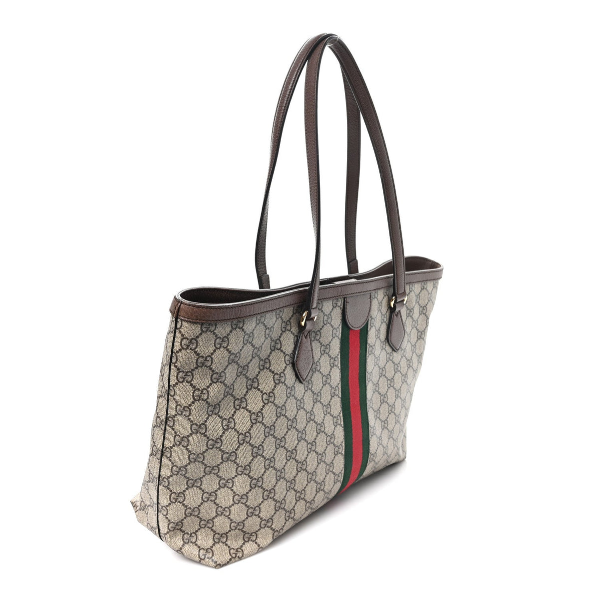GG Supreme Monogram Medium Ophidia Shopping Tote Brown wholesalehk.shop