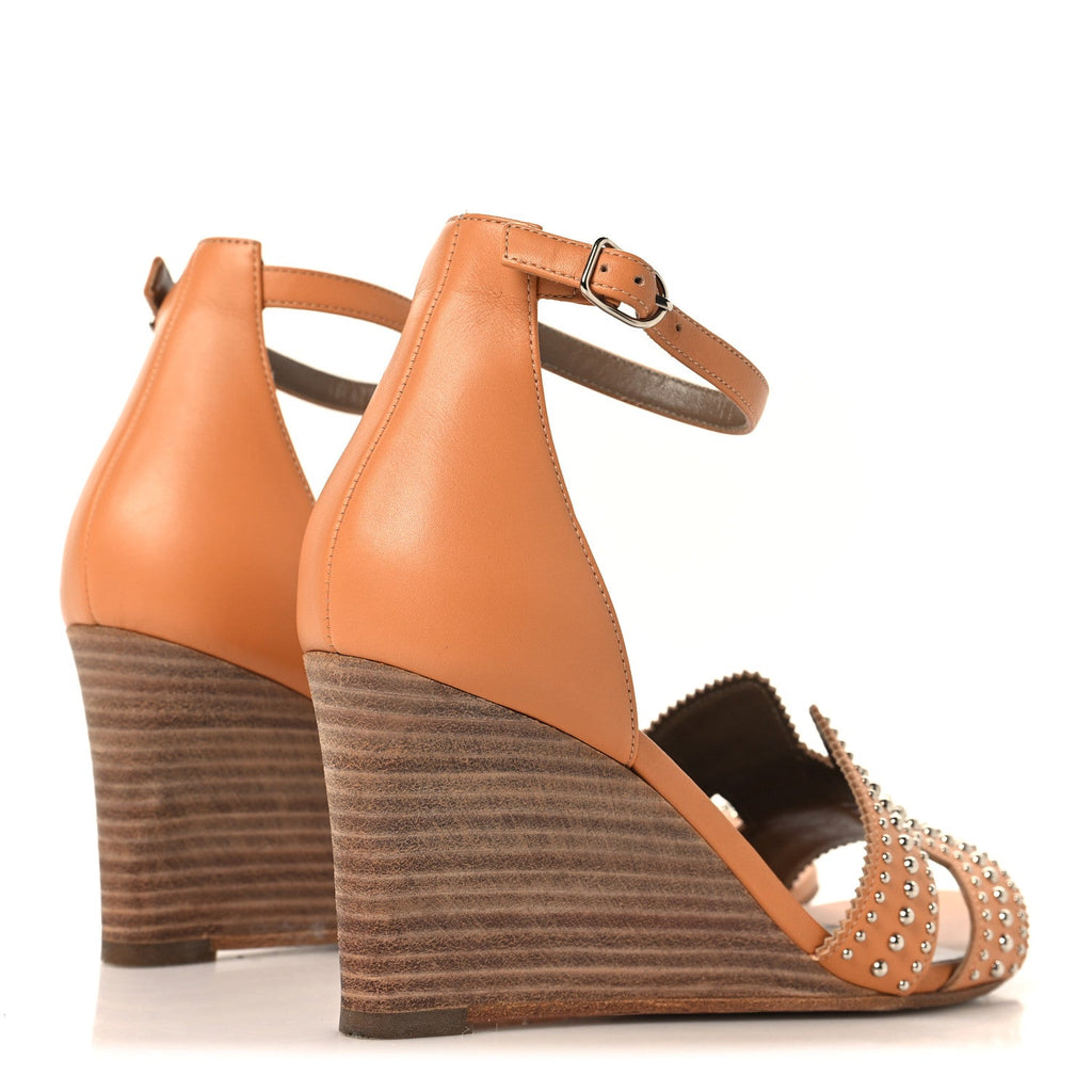 Calfskin Legend Wedge Sandals 38 Natural wholesalehk.shop