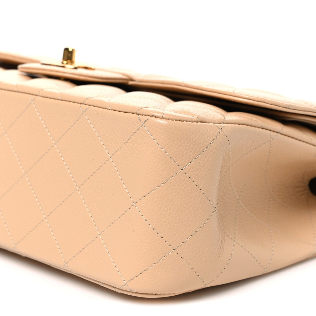 Caviar Quilted Jumbo Double Flap Beige wholesalehk.shop