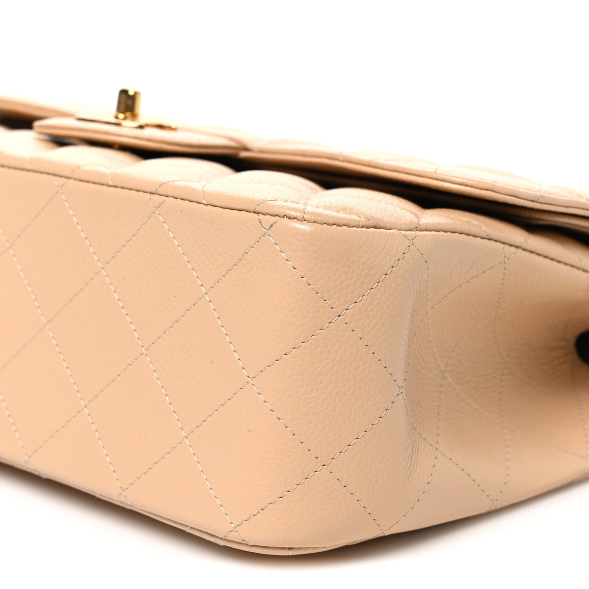Caviar Quilted Jumbo Double Flap Beige wholesalehk.shop