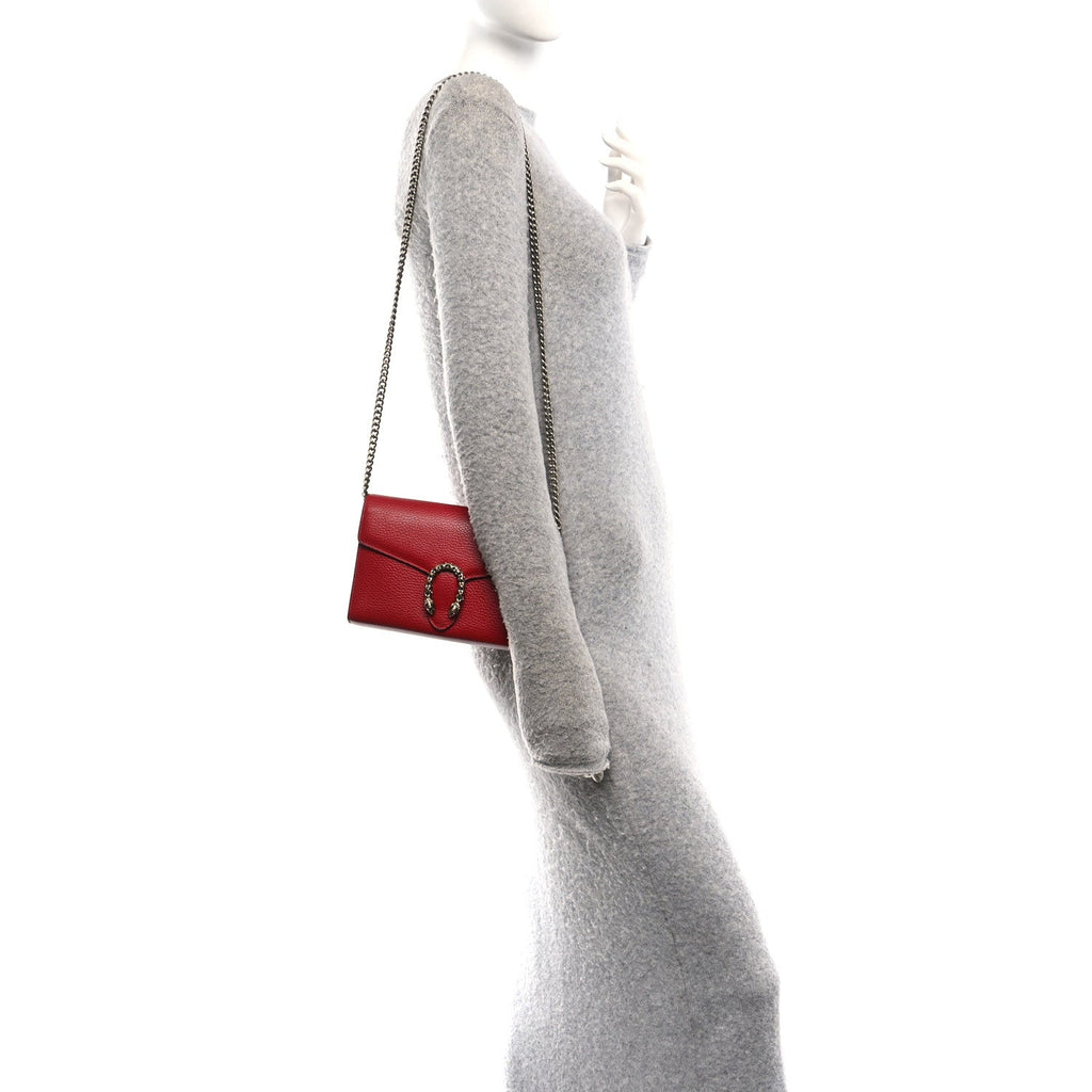Calfskin Mini Dionysus Chain Wallet Hibiscus Red wholesalehk.shop