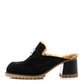 Suede Goatskin Woolskin Flore 60 Mules 36.5 Black Camel wholesalehk.shop