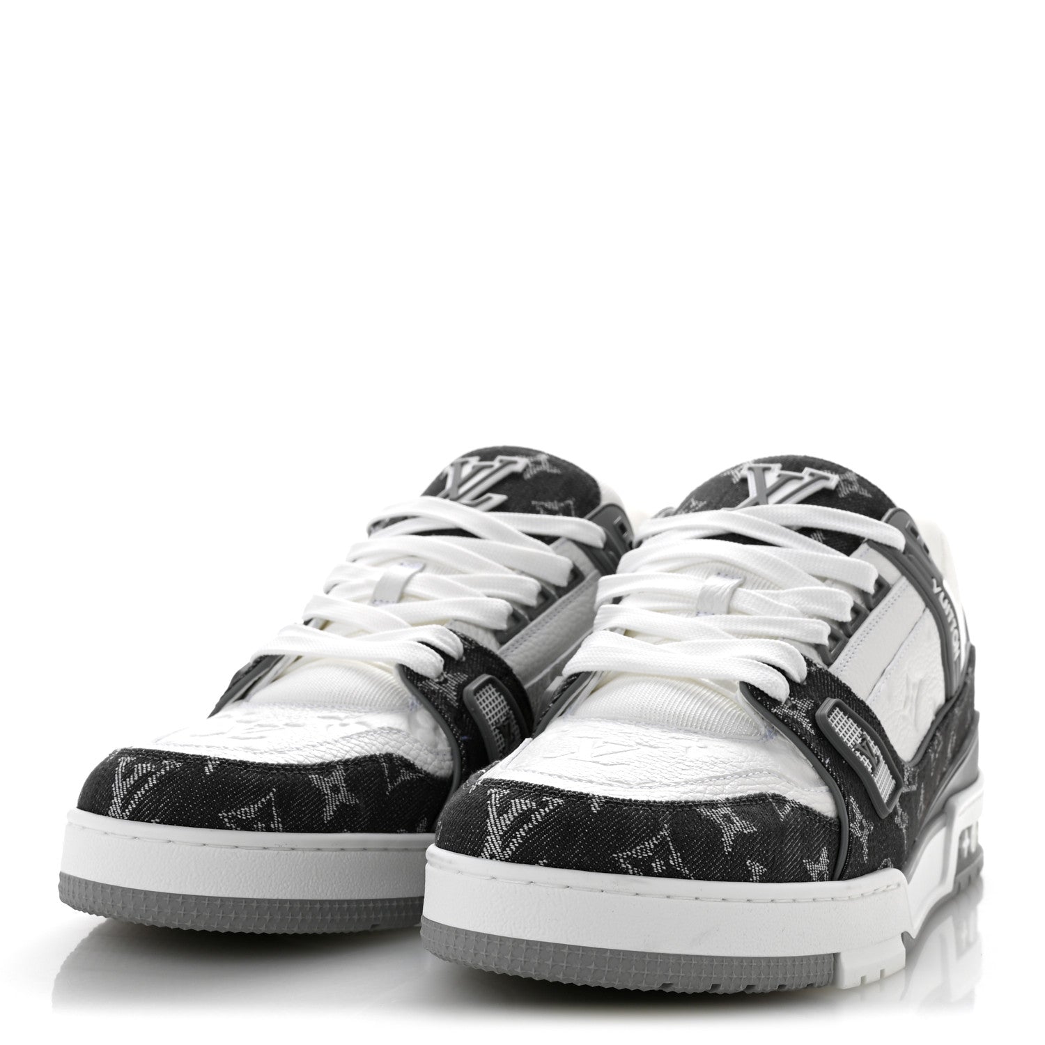 Calfskin Embossed Monogram Denim Mens LV Trainer Sneakers 10 Grey £¨ Direct shipment via from wholesalehk.shop