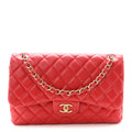 Lambskin Quilted Jumbo Double Flap Red wholesalehk.shop