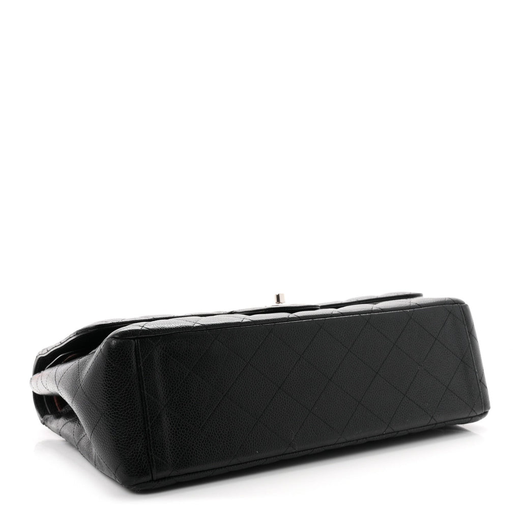 Caviar Quilted Maxi Double Flap Black wholesalehk.shop
