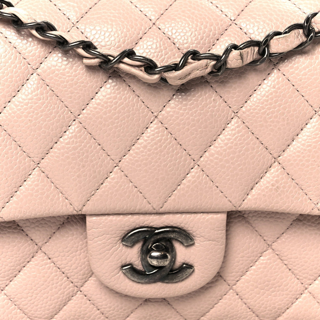 Caviar Quilted Medium Double Flap Light Pink wholesalehk.shop