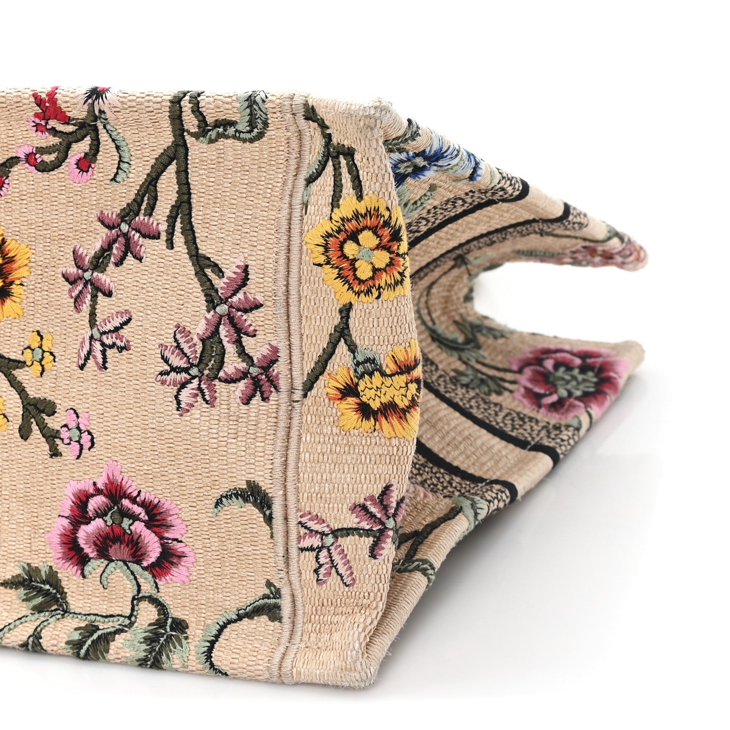 Raffia Embroidered Petites Fleurs Medium Book Tote Natural £¨ Direct shipment via from wholesalehk.shop