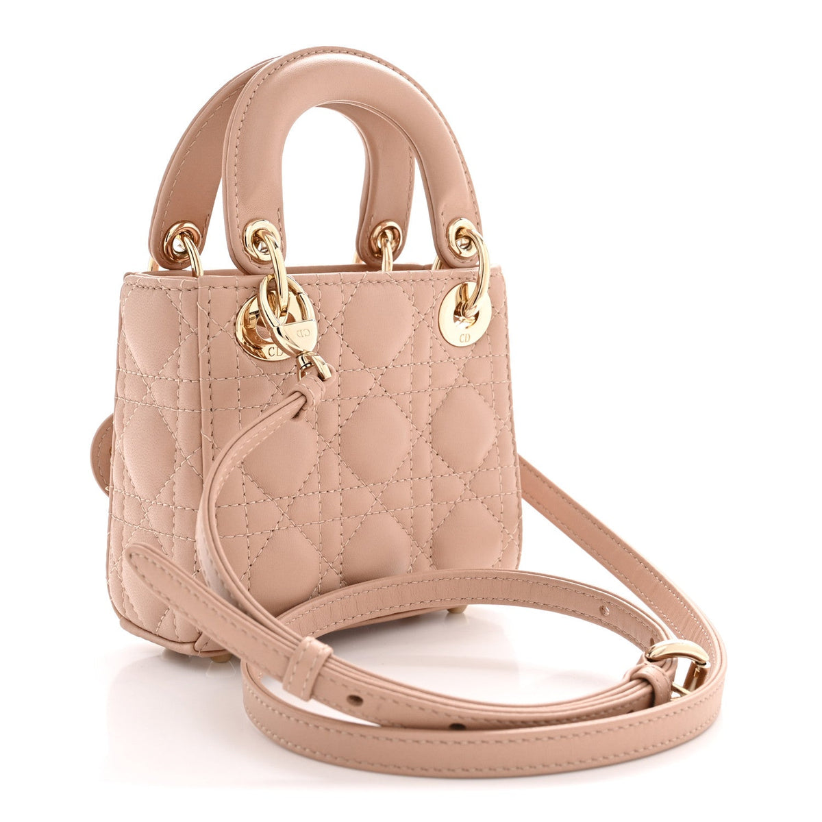 Lambskin Cannage Micro Lady Dior Rose Des Vents wholesalehk.shop