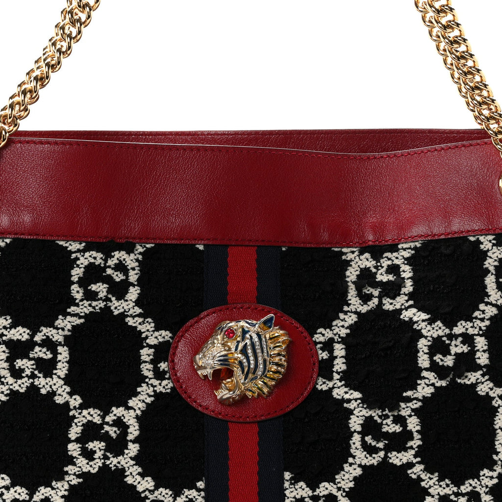 Tweed GG Monogram Large Rajah Chain Tote Romantic Cherry Black White wholesalehk.shop