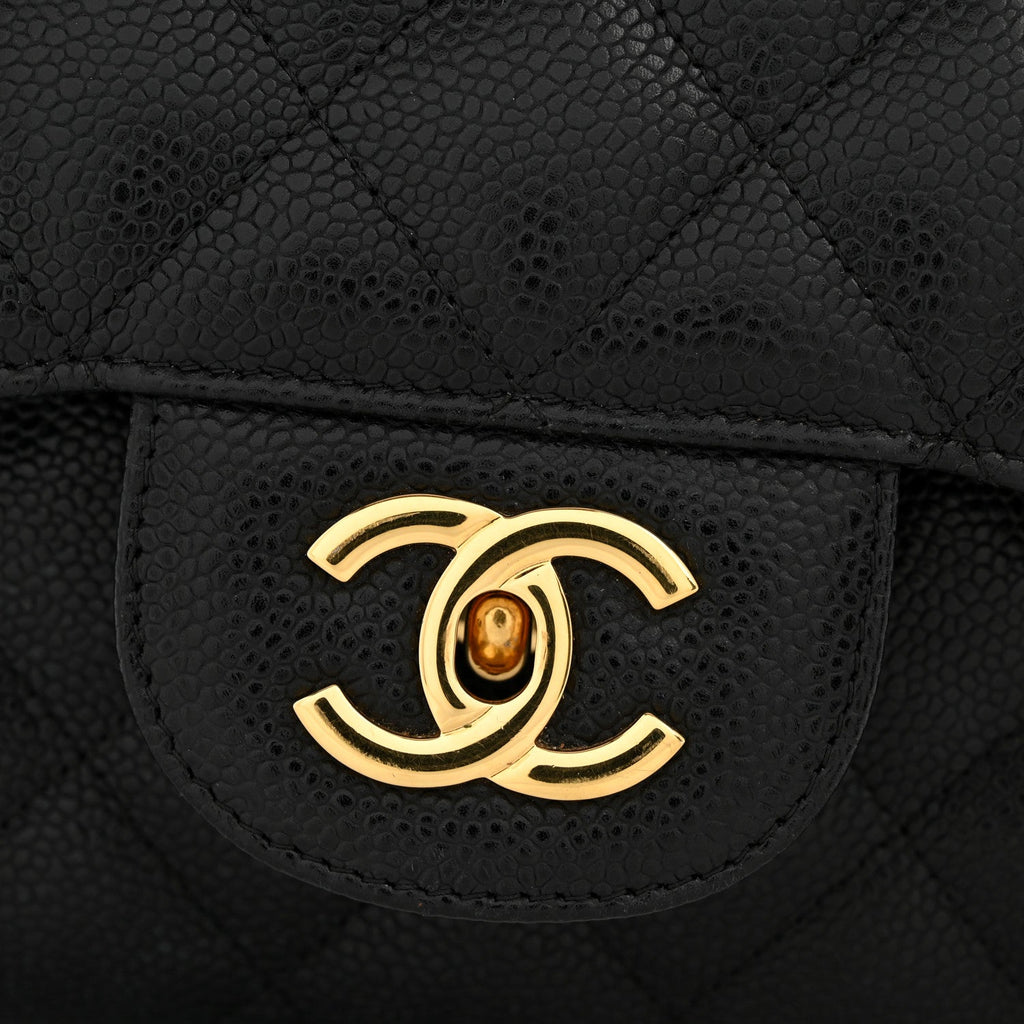 Caviar Quilted Jumbo Double Flap Black wholesalehk.shop