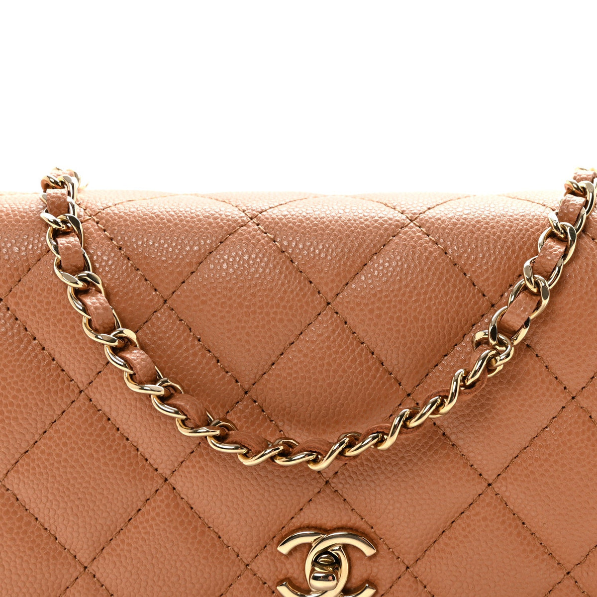 Caviar Quilted CC Turnlock Wallet On Chain WOC Brown wholesalehk.shop