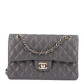 Lambskin Quilted Small Double Flap Grey wholesalehk.shop