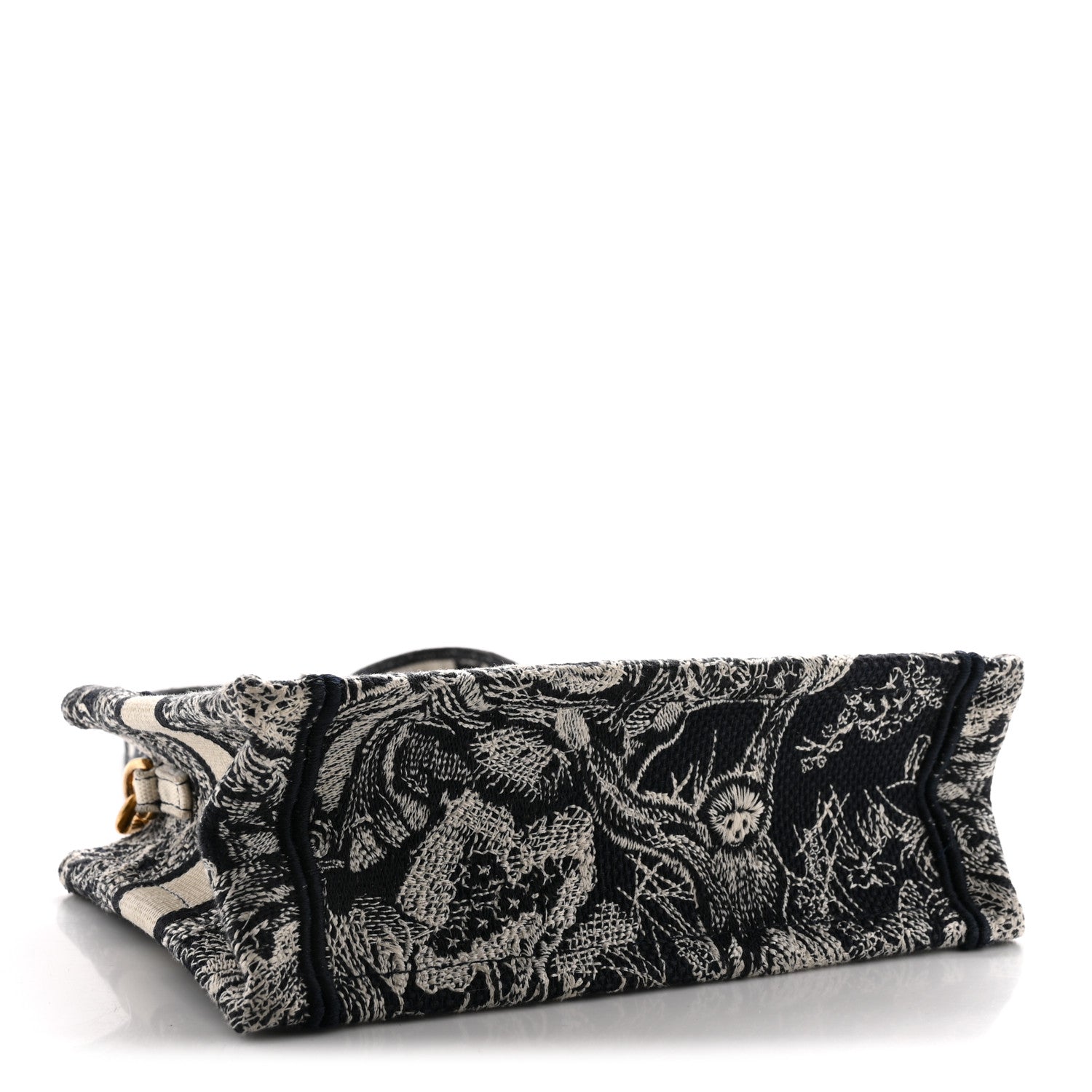 Canvas Embroidered Toile De Jouy Reverse Mini Book Tote With Strap Blue Multicolor £¨ Direct shipment via from wholesalehk.shop