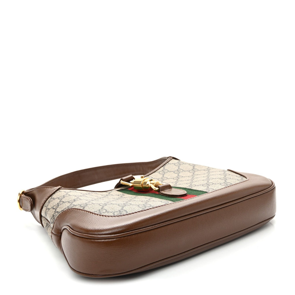 GG Supreme Monogram Azalea Calfskin Web Small Jackie 1961 Hobo Beige Ebony Brown Sugar £¨ Direct shipment via from wholesalehk.shop
