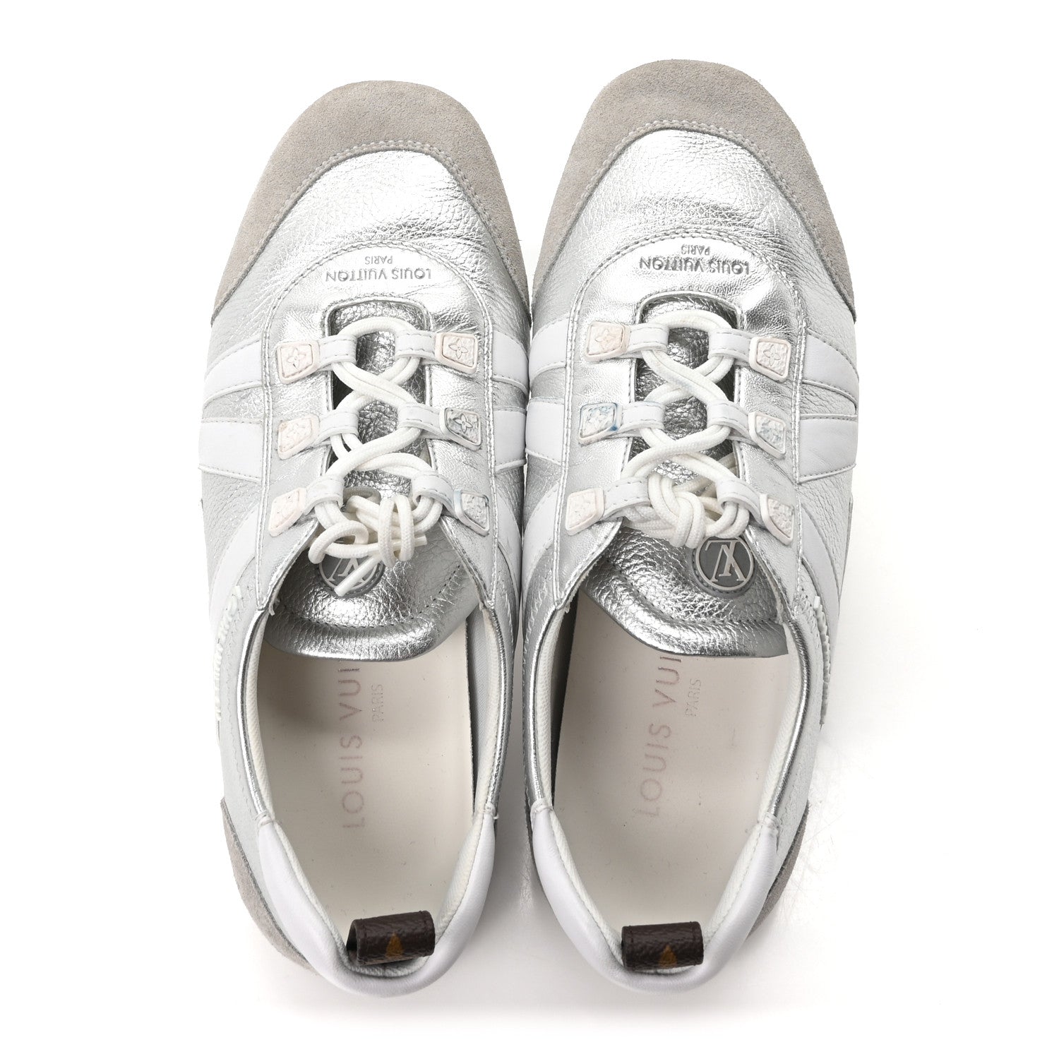 Metallic Grained Calfskin Womens LV Sneakerina 38 Silver £¨ Direct shipment via from wholesalehk.shop