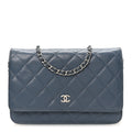 Caviar Quilted Wallet on Chain WOC Blue wholesalehk.shop