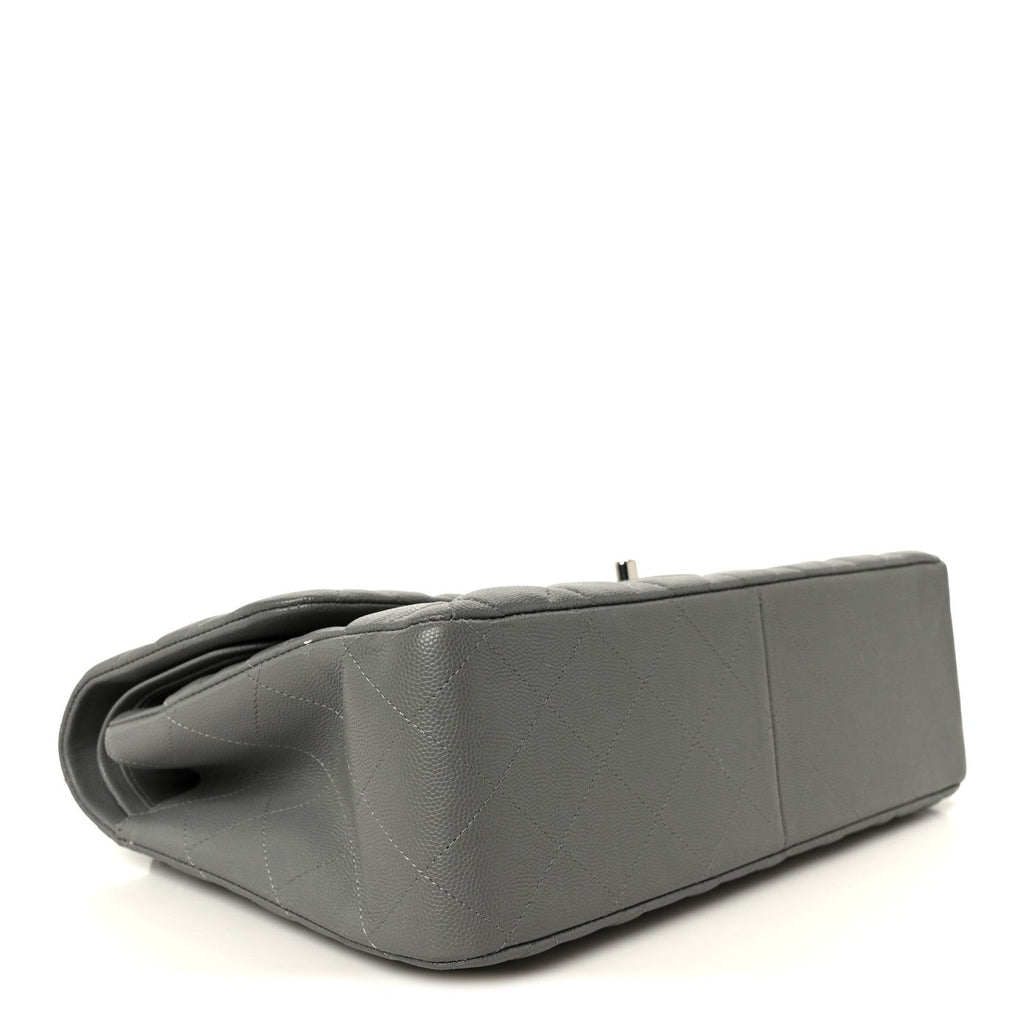 Caviar Quilted Jumbo Double Flap Grey wholesalehk.shop