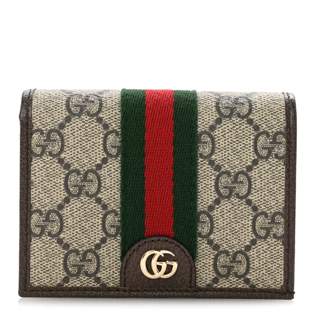 GG Supreme Monogram Web Ophidia Small Wallet Beige Dark Brown wholesalehk.shop