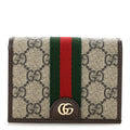 GG Supreme Monogram Web Ophidia Small Wallet Beige Dark Brown wholesalehk.shop