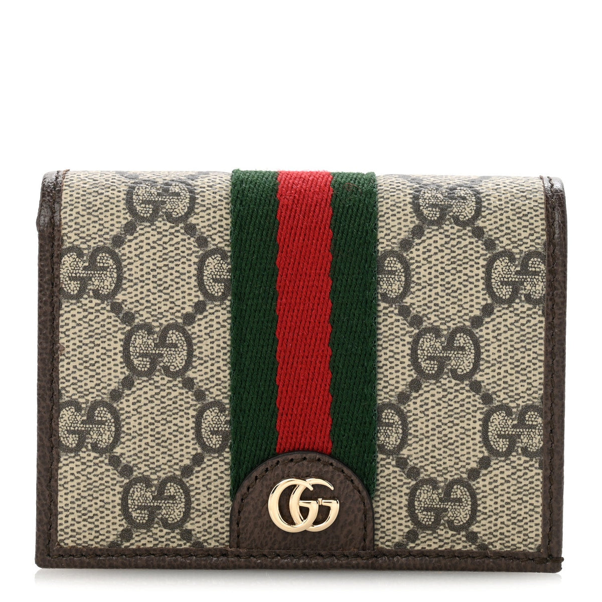 GG Supreme Monogram Web Ophidia Small Wallet Beige Dark Brown wholesalehk.shop