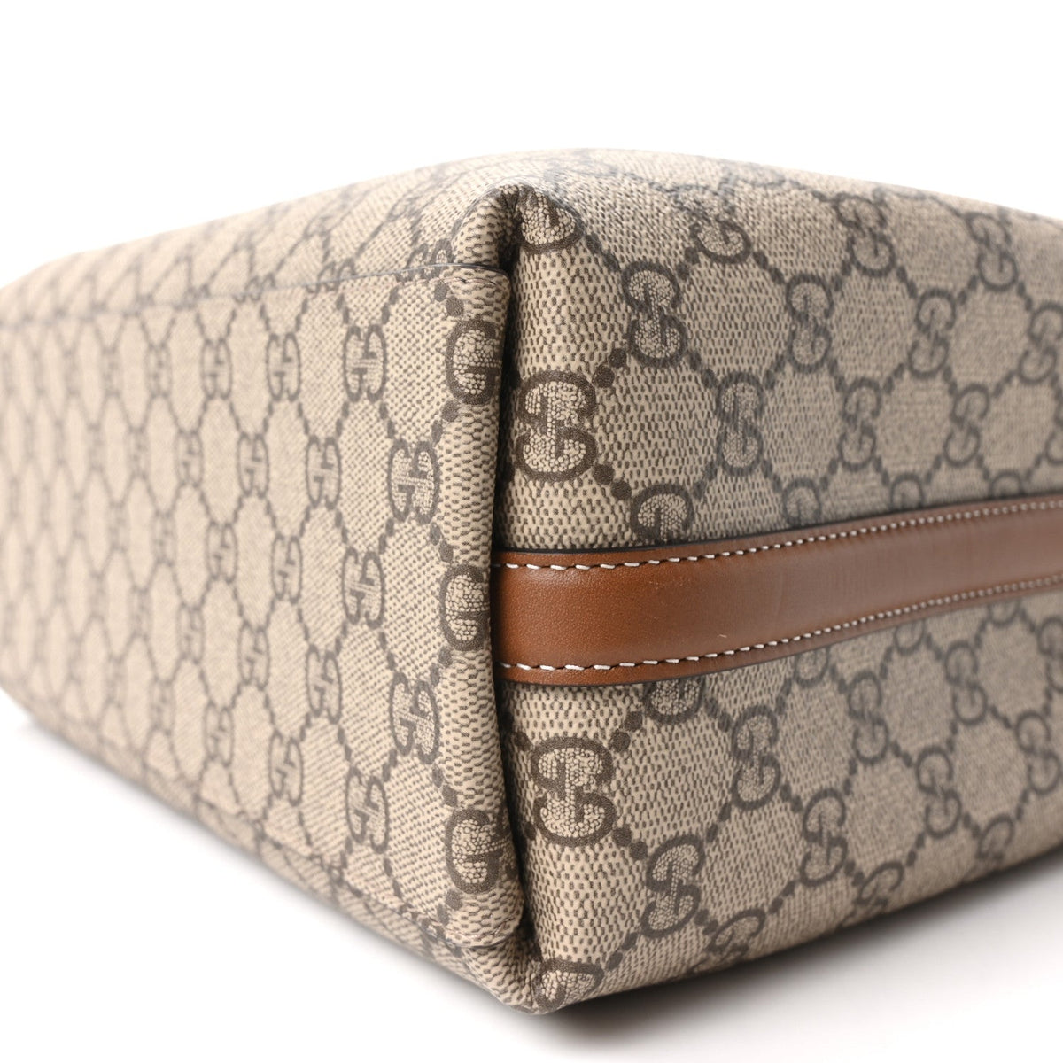 GG Supreme Monogram Emblem Medium Tote Bag Beige Dark Brown wholesalehk.shop