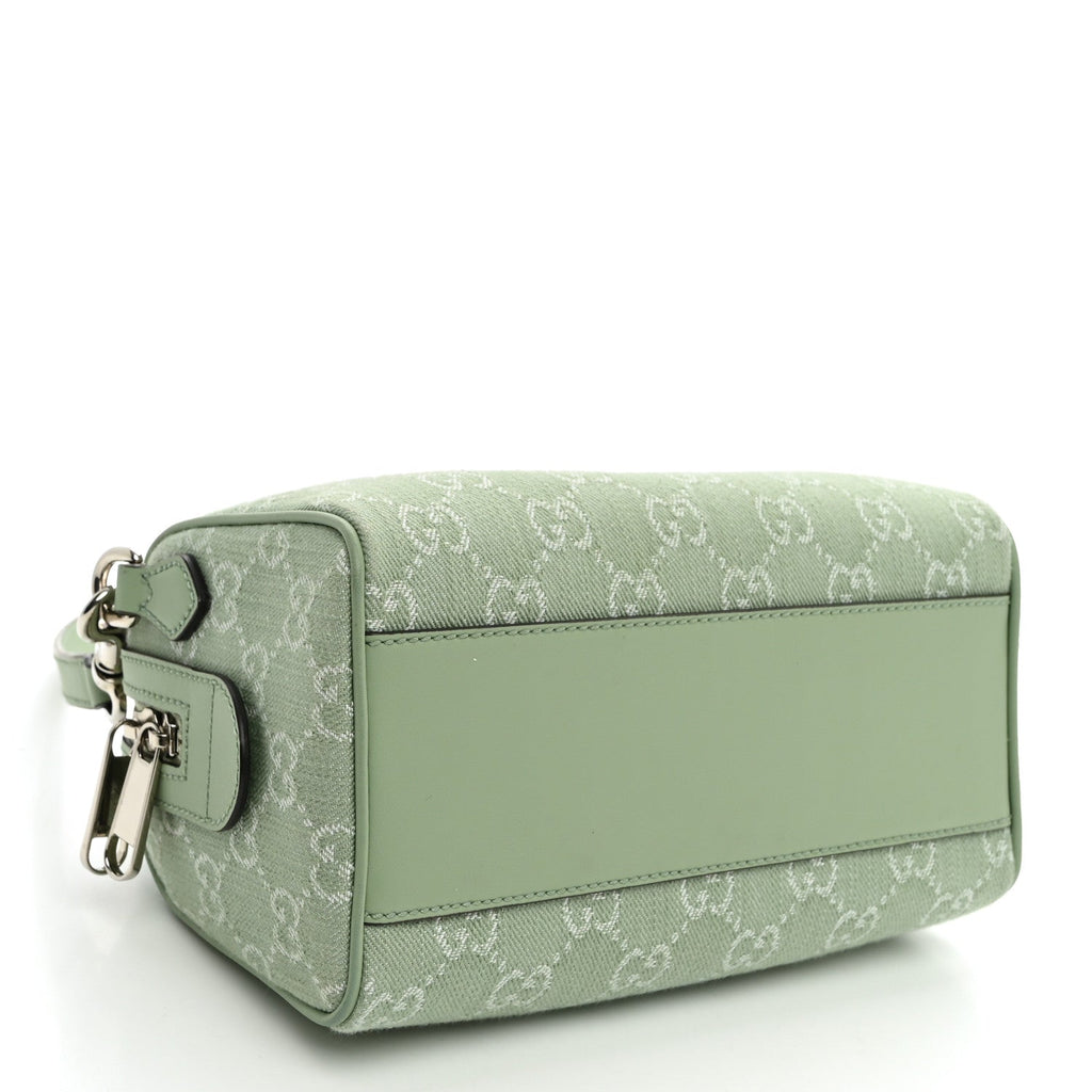 Denim GG Monogram Calfskin Mini Ophidia Top Handle Bag Pale Green wholesalehk.shop