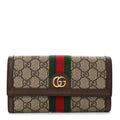 GG Supreme Monogram Web Ophidia Continental Wallet Brown wholesalehk.shop