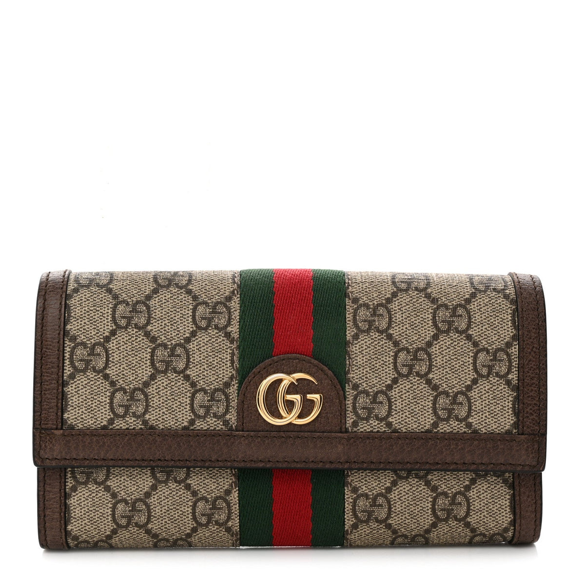 GG Supreme Monogram Web Ophidia Continental Wallet Brown wholesalehk.shop