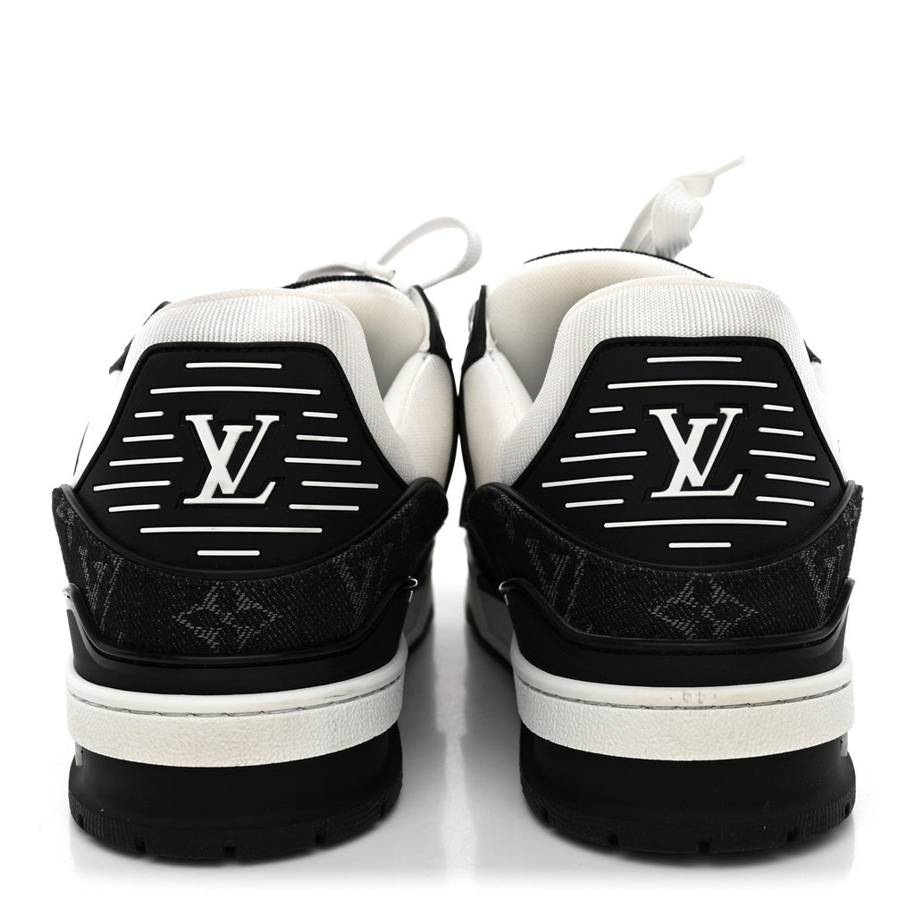 Calfskin Embossed Monogram Denim Mens LV Trainer Sneakers 10 Black £¨ Direct shipment via from wholesalehk.shop