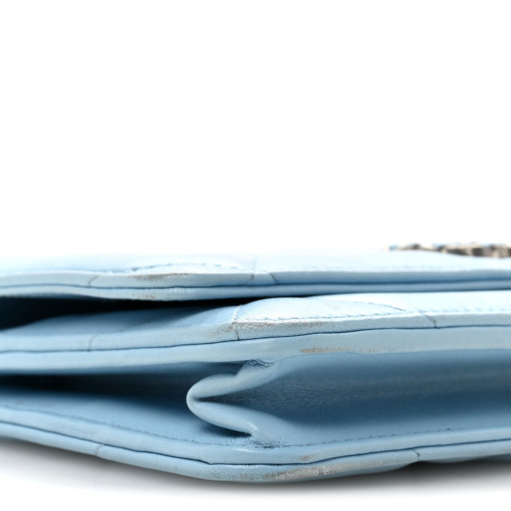 Lambskin Quilted Chanel 19 Wallet On Chain WOC Light Blue wholesalehk.shop