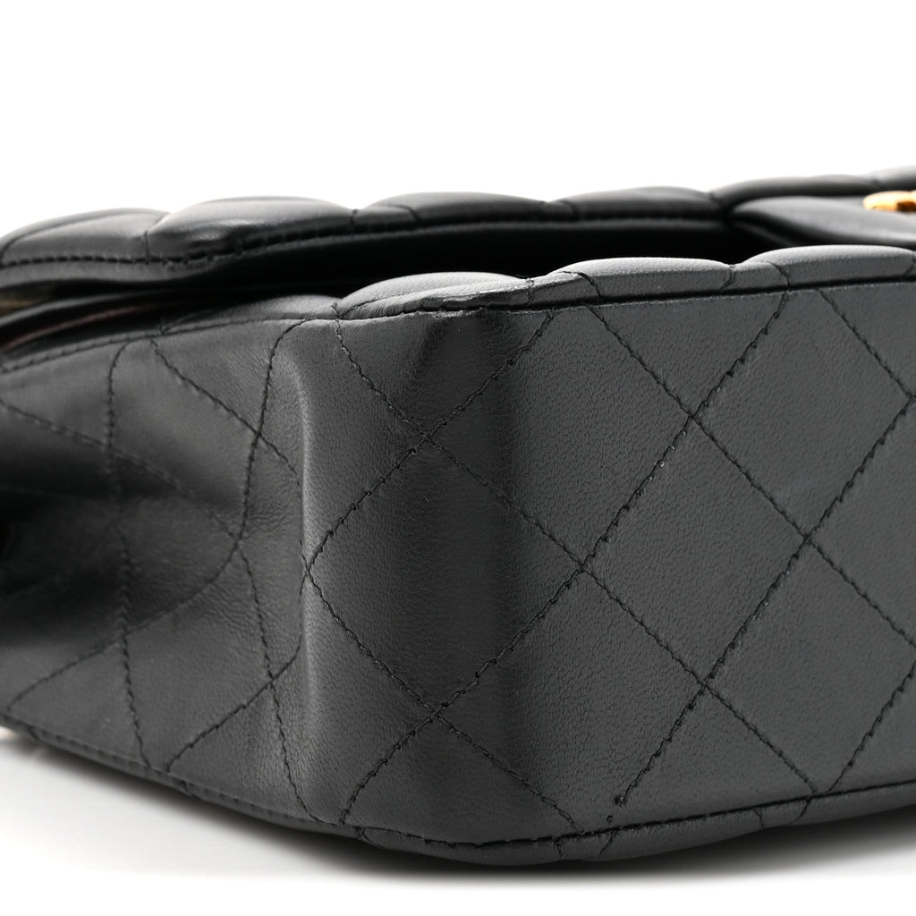 Lambskin Quilted Small Double Flap Black wholesalehk.shop