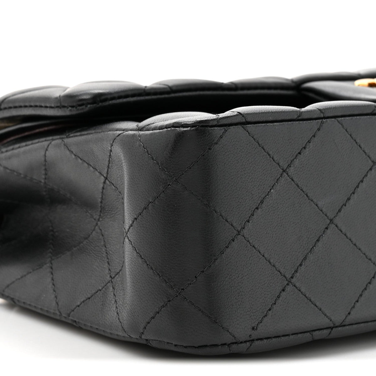 Lambskin Quilted Small Double Flap Black wholesalehk.shop