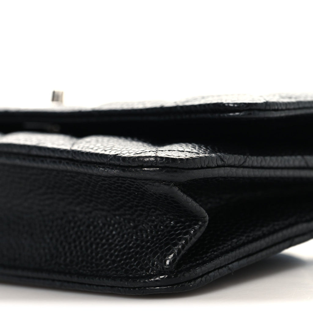 Caviar Quilted CC Turnlock Wallet On Chain WOC Black wholesalehk.shop