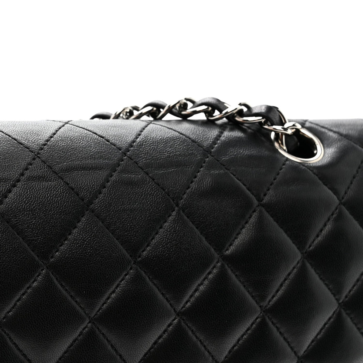 Lambskin Quilted Medium Double Flap Black wholesalehk.shop