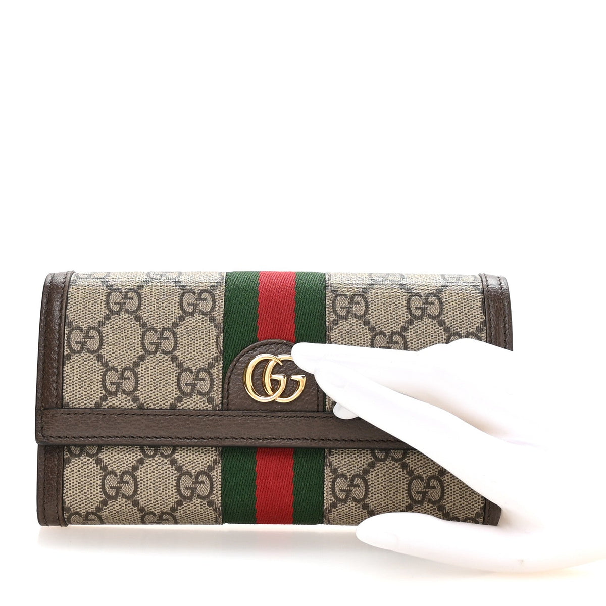 GG Supreme Monogram Web Ophidia Continental Wallet Brown wholesalehk.shop