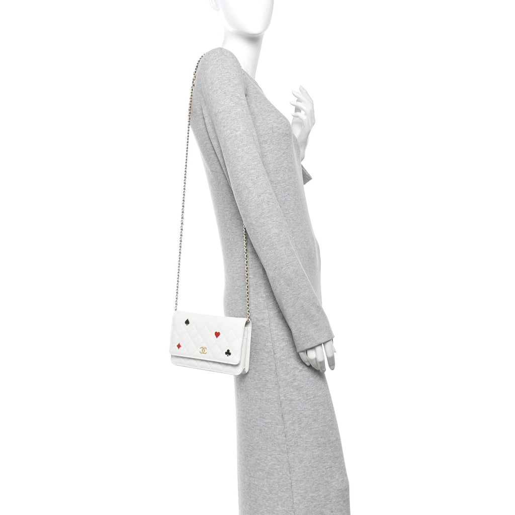 Caviar Quilted Enamel Coco Casino Wallet On Chain WOC White wholesalehk.shop