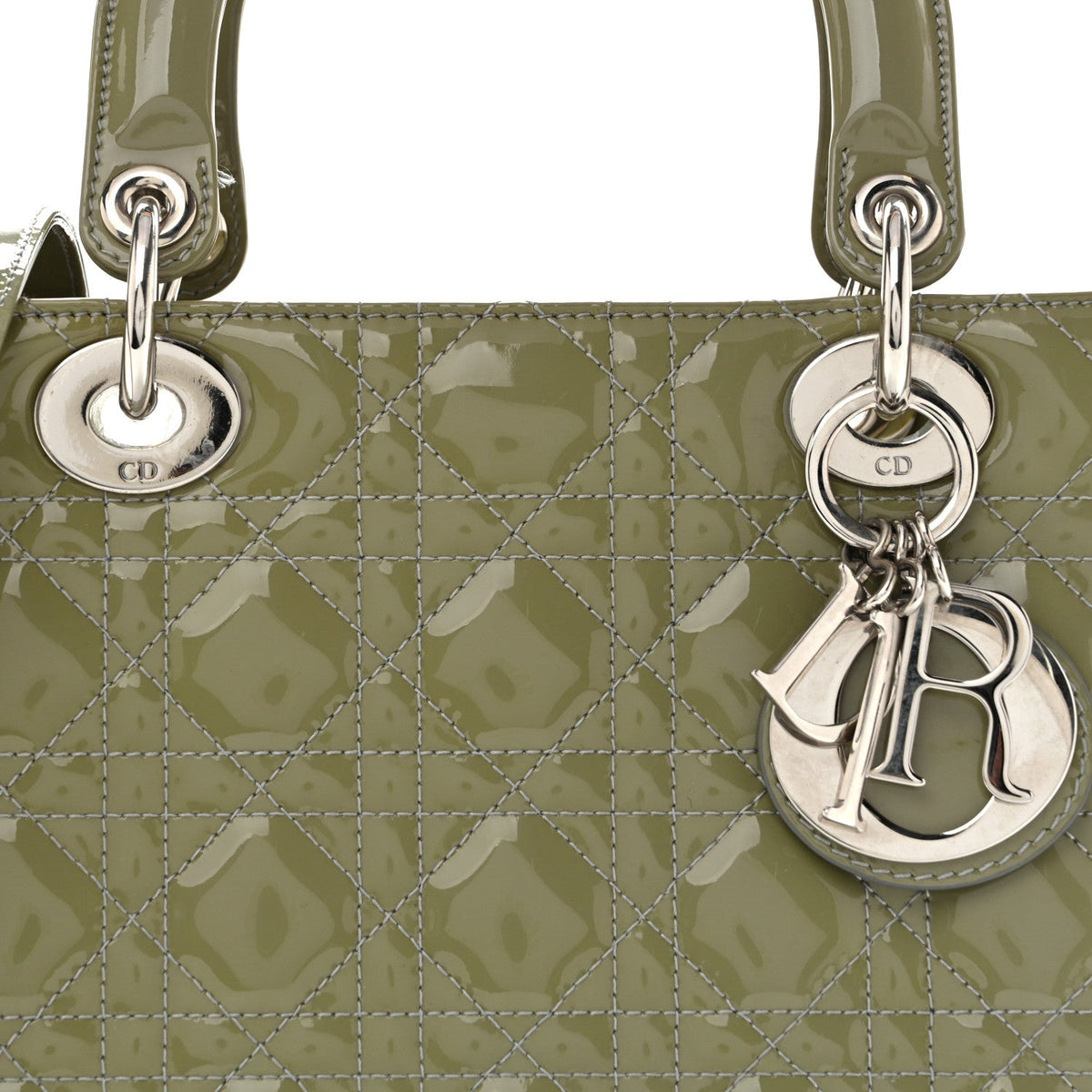 Patent Cannage Medium Lady Dior Grey wholesalehk.shop
