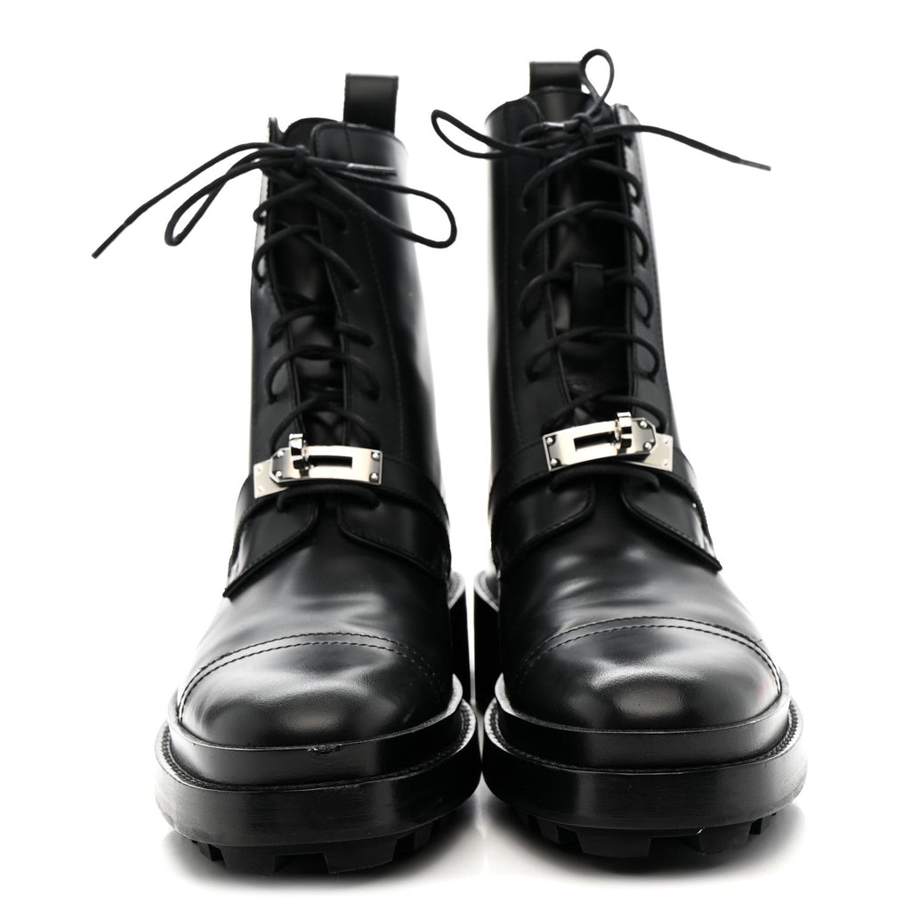 Glossed Calfskin Funk Ankle Boots 37.5 Black wholesalehk.shop