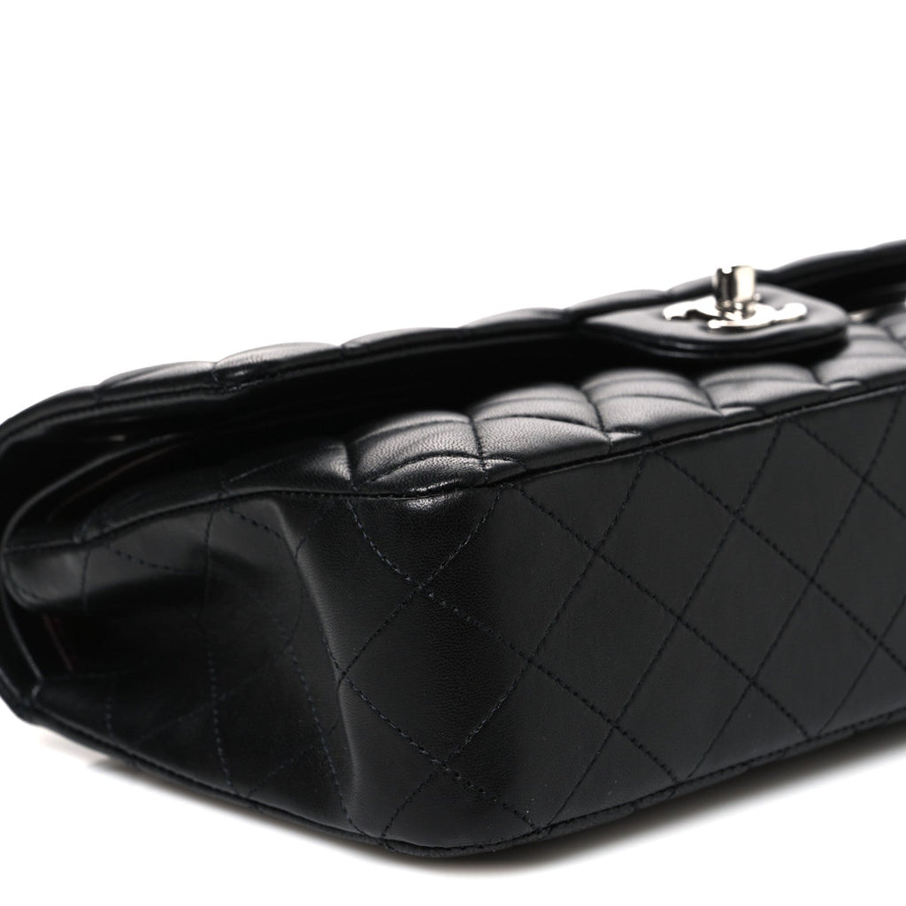 Lambskin Quilted Medium Double Flap Black wholesalehk.shop