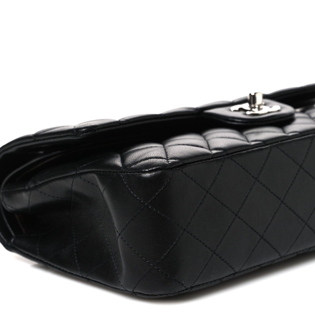 Lambskin Quilted Medium Double Flap Black wholesalehk.shop
