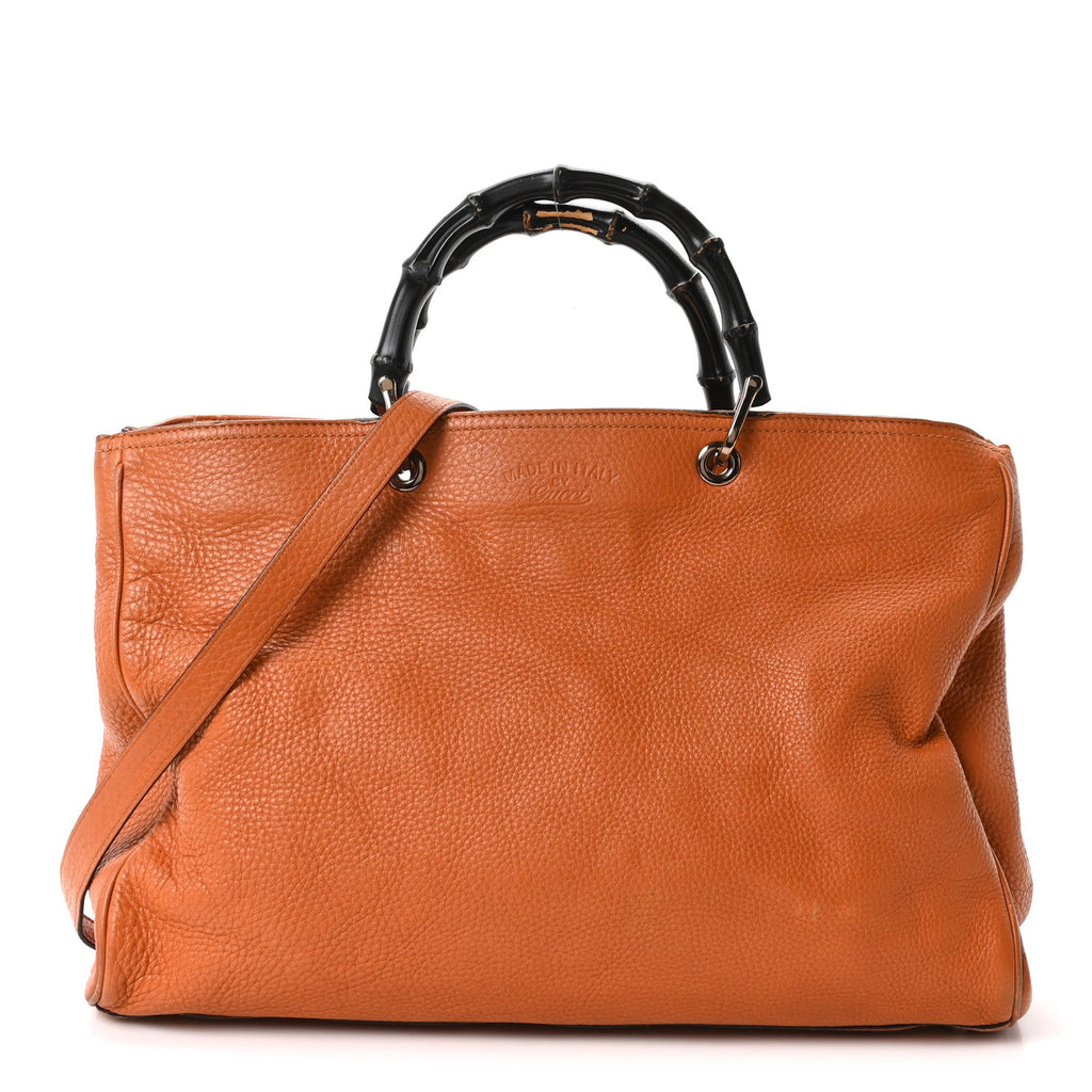 Cellarius Calfskin Large Bamboo Shopper Tote Orange wholesalehk.shop