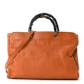 Cellarius Calfskin Large Bamboo Shopper Tote Orange wholesalehk.shop