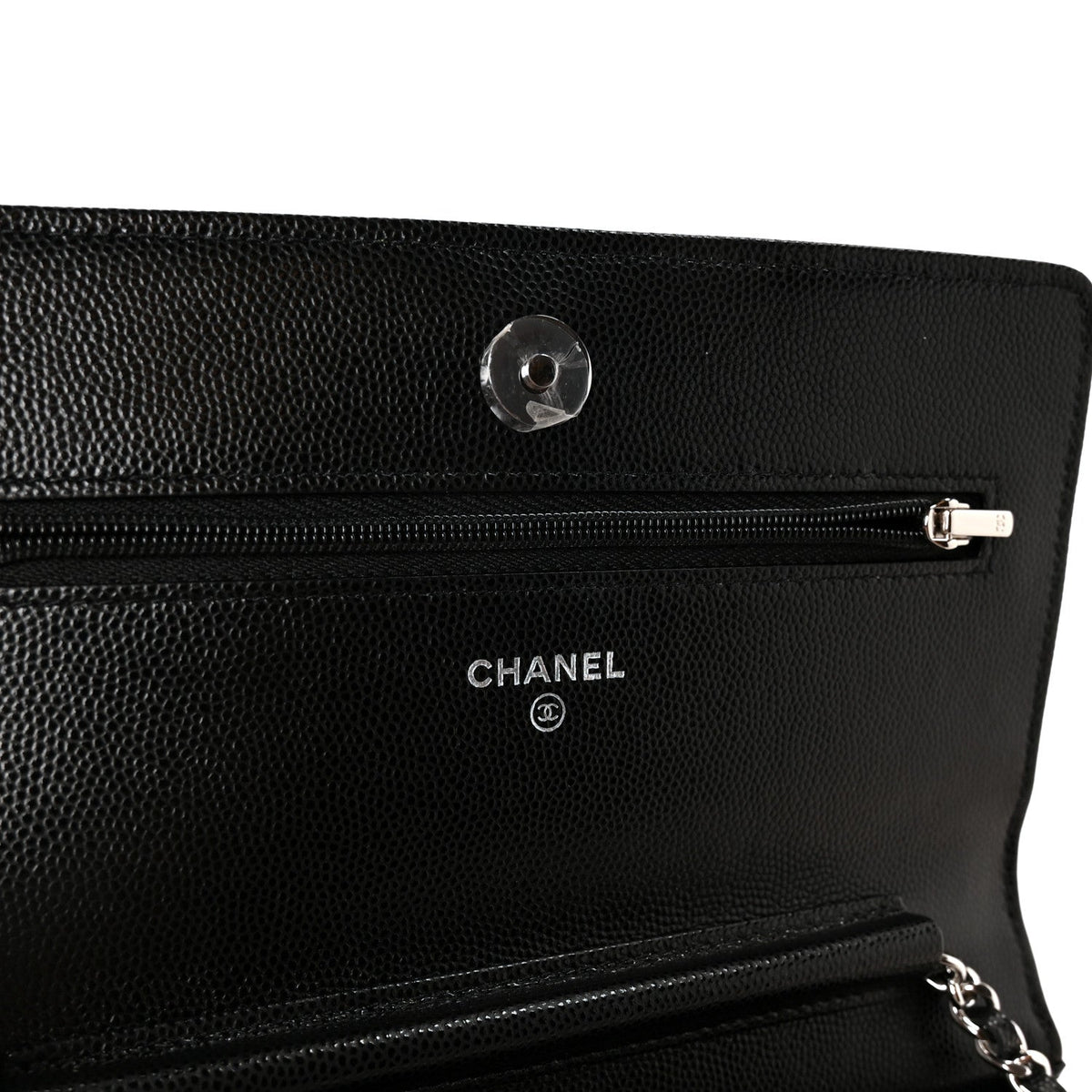 Caviar Quilted Chanel 19 Wallet On Chain WOC Black White wholesalehk.shop