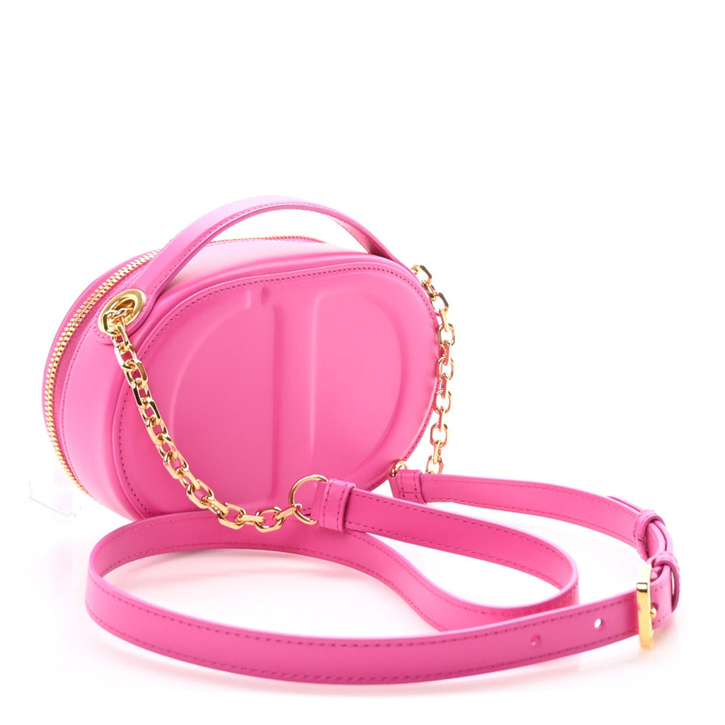 Calfskin CD Signature Oval Crossbody Camera Bag Rani Pink wholesalehk.shop