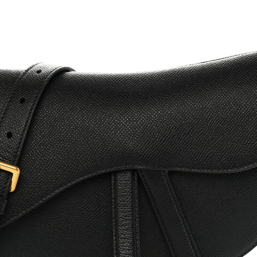 Grained Calfskin Saddle Bag With Strap Black wholesalehk.shop