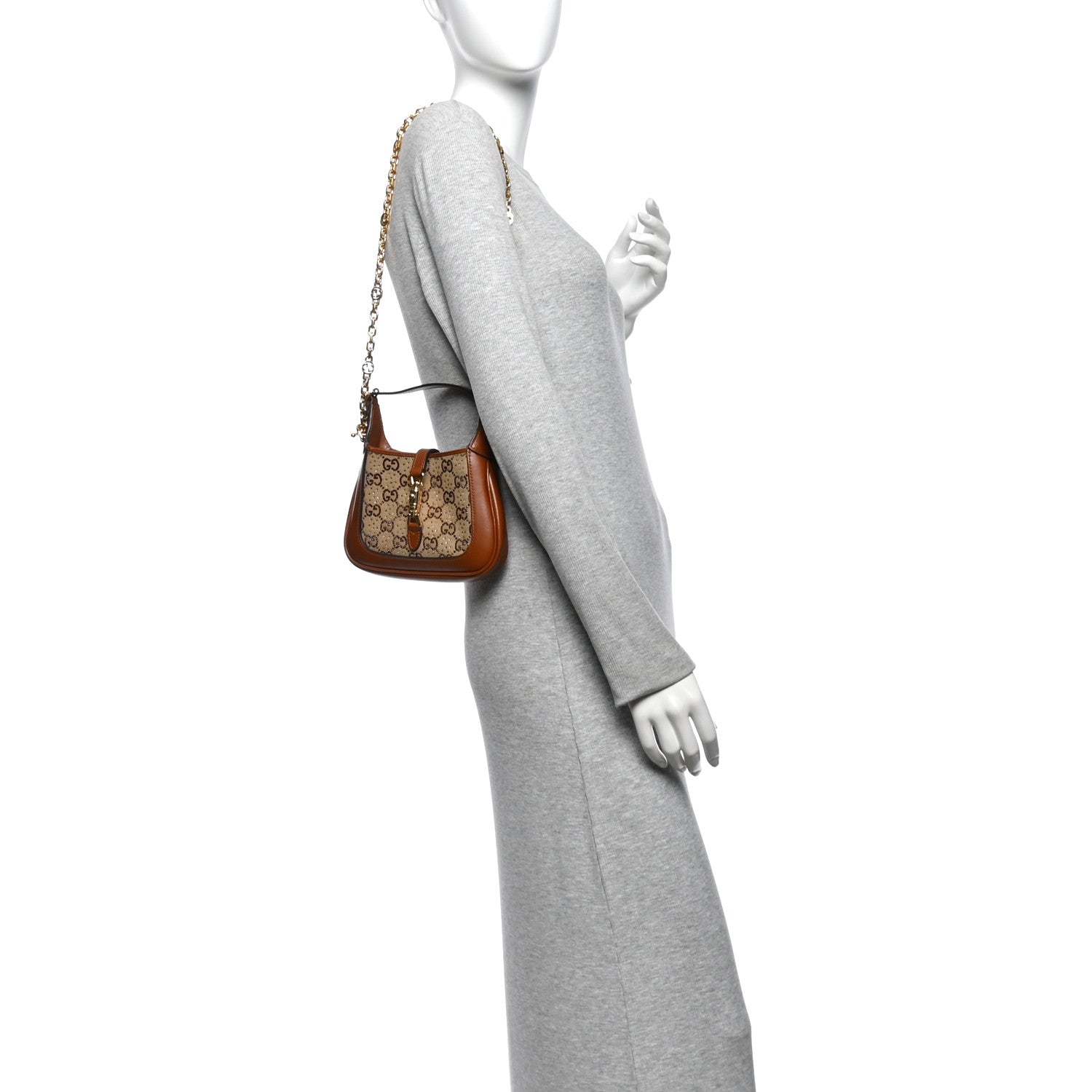New Canvas Charisma Calfskin Crystal GG Monogram Mini Jackie 1961 Hobo Camel Ebony £¨ Direct shipment via from wholesalehk.shop