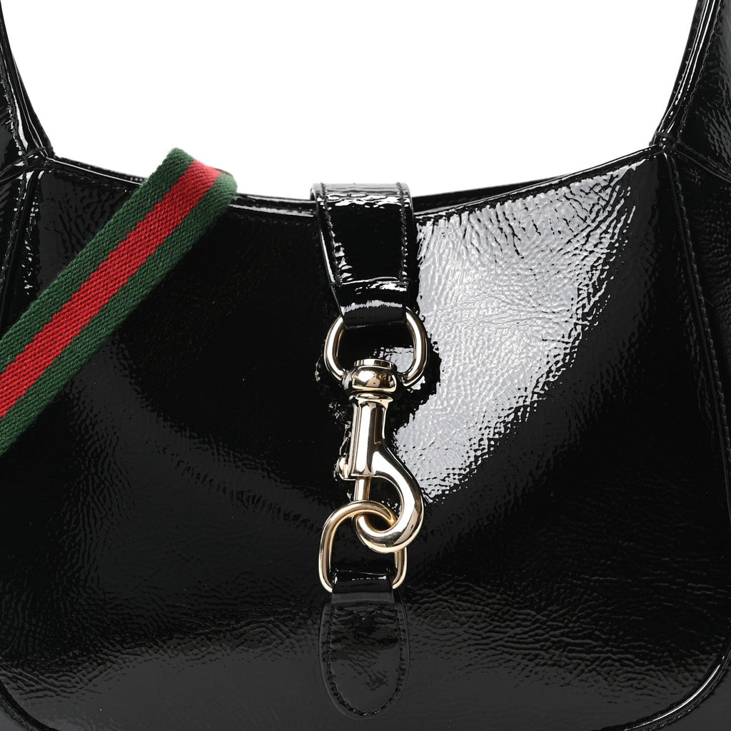 Patent Calfskin Small Jackie Shoulder Bag Black £¨ Direct shipment via from wholesalehk.shop